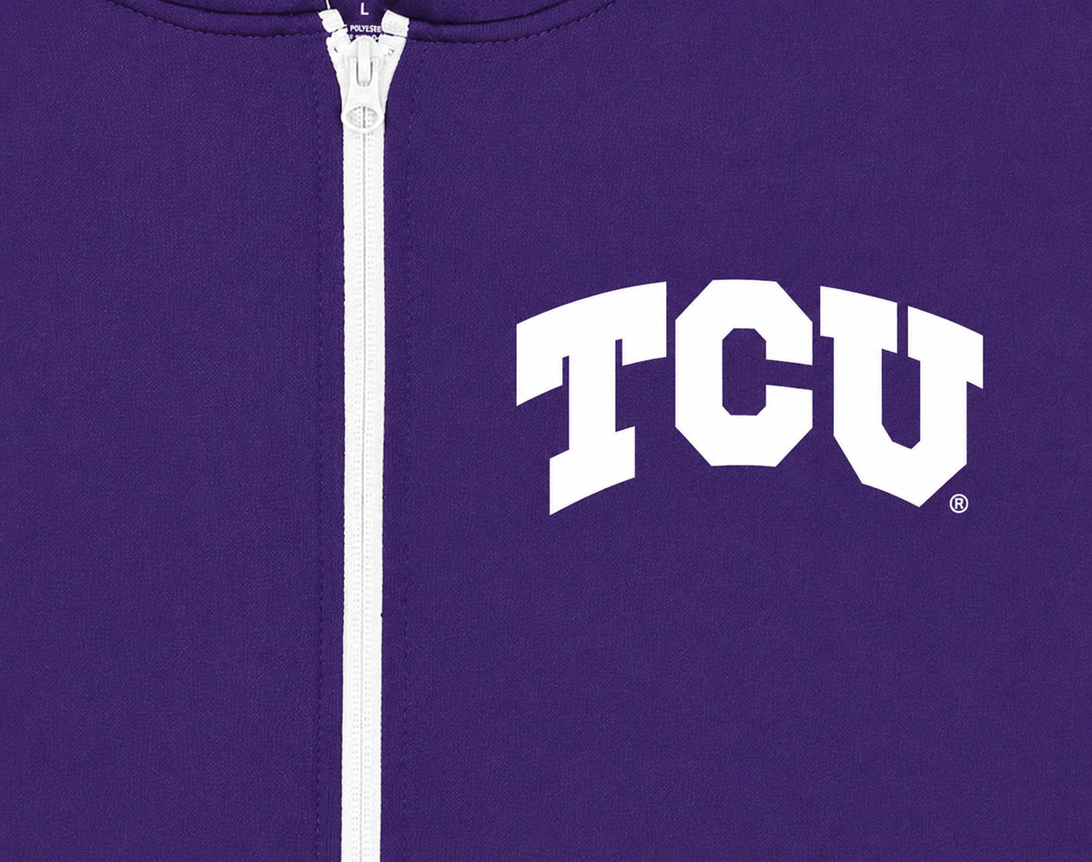 Zubaz NCAA TCU Horned Frogs Men's 2 Color Zebra Bands and Hood-Liner Full-Zip Hoodie