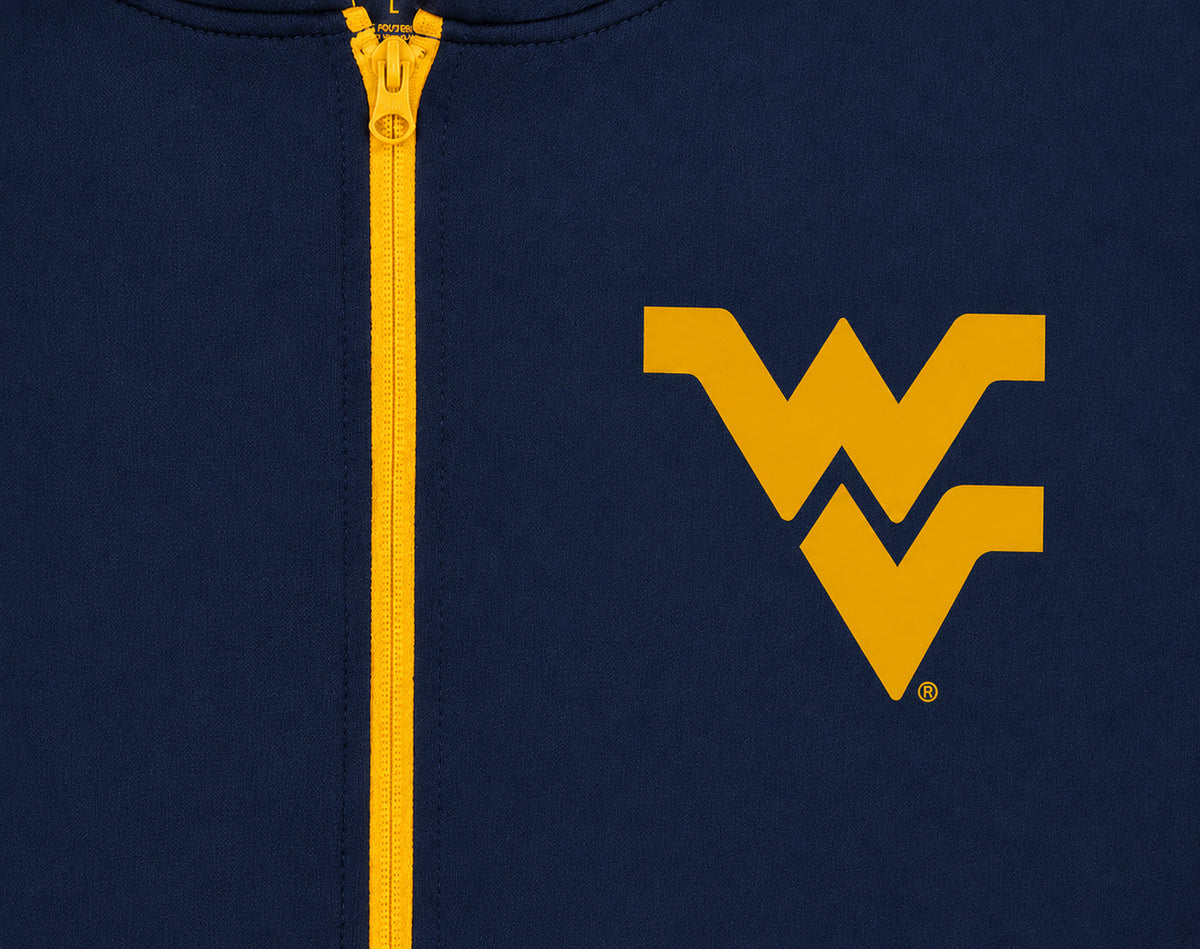Zubaz NCAA West Virginia Mountaineers Men's 2 Color Zebra Bands and Hood-Liner Full-Zip Hoodie