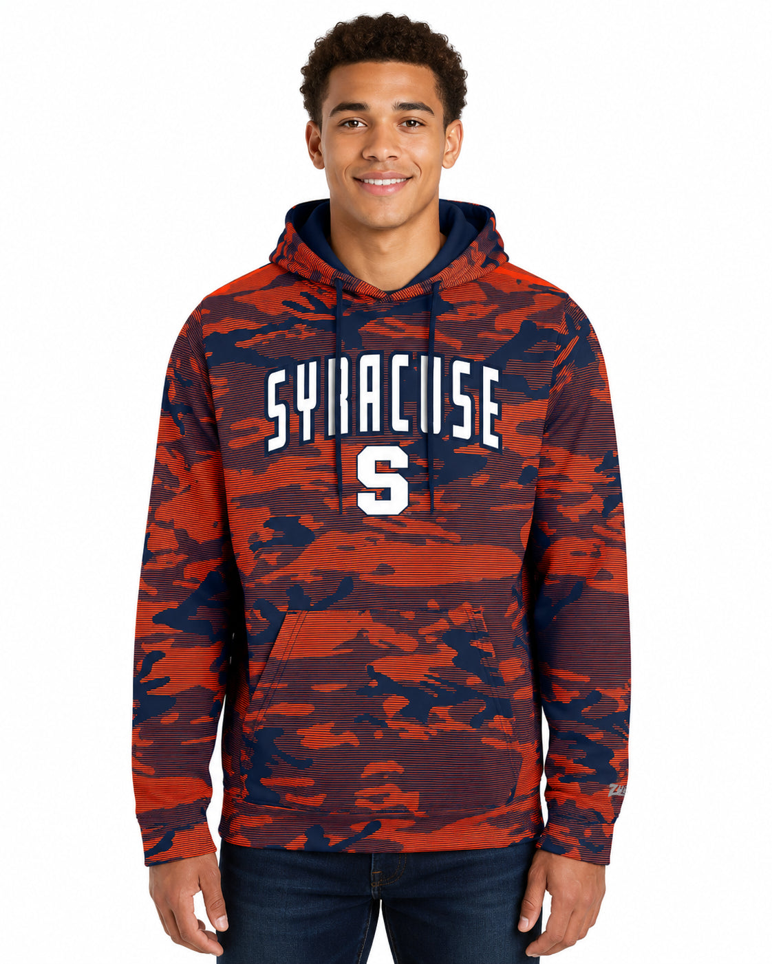 Zubaz NCAA Syracuse Orange Men's Arch All-Over Camo Hoodie
