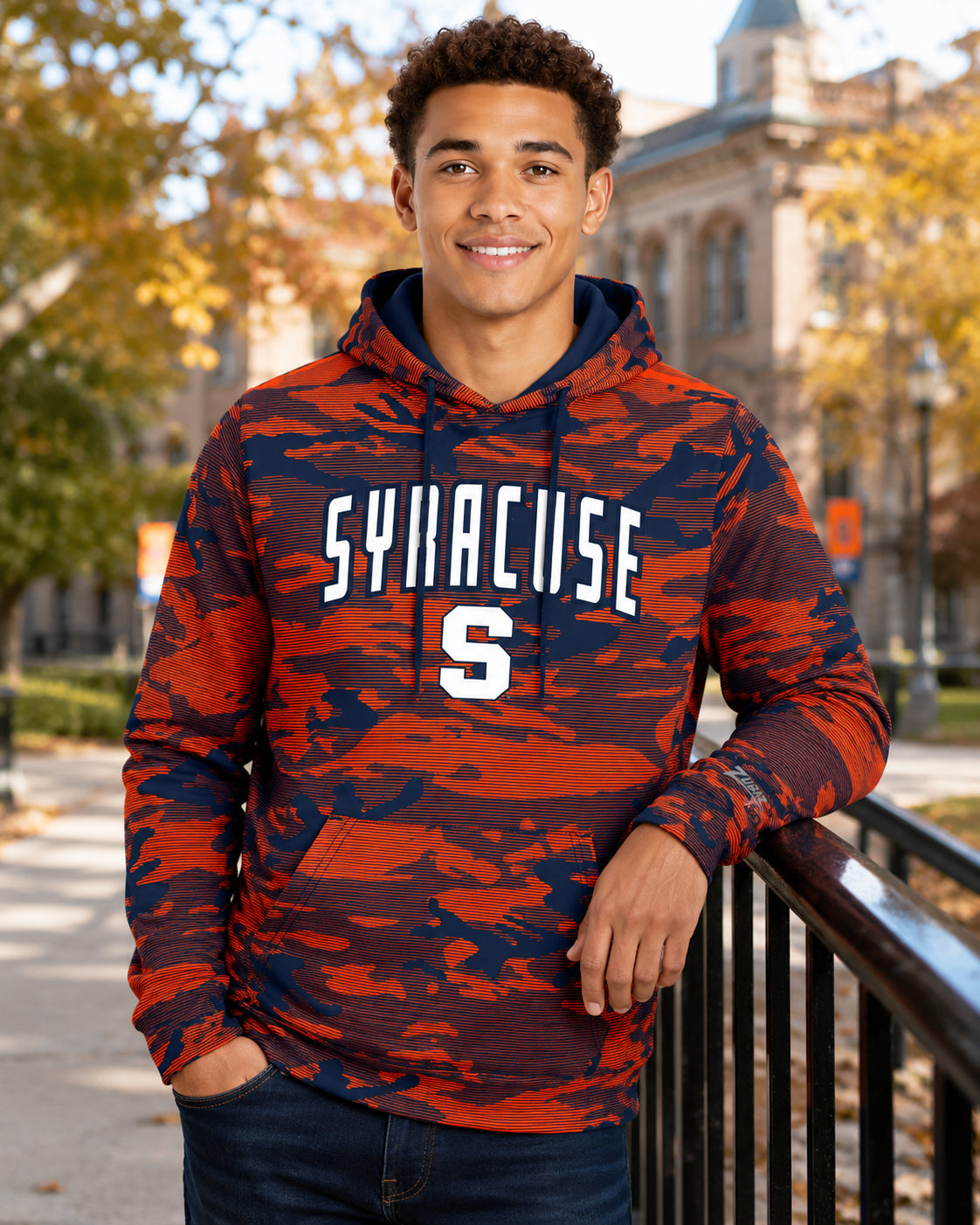 Zubaz NCAA Syracuse Orange Men's Arch All-Over Camo Hoodie