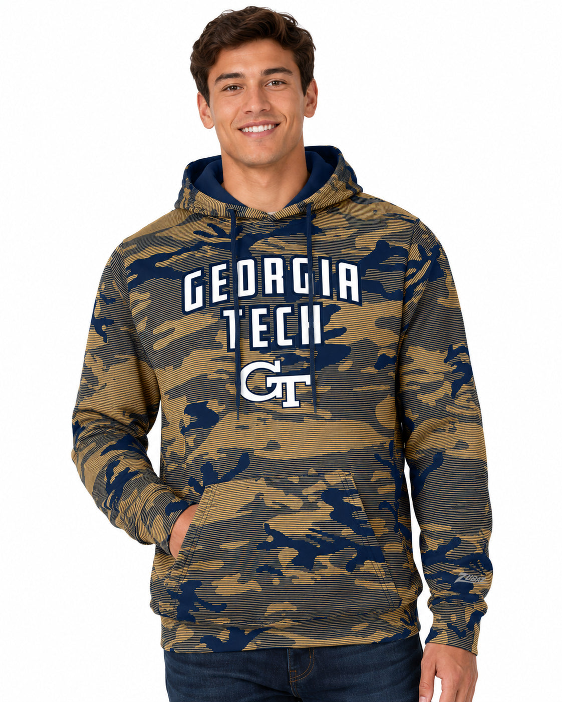 Zubaz NCAA Georgia Tech Yellow Jackets Men's Arch All-Over Camo Hoodie