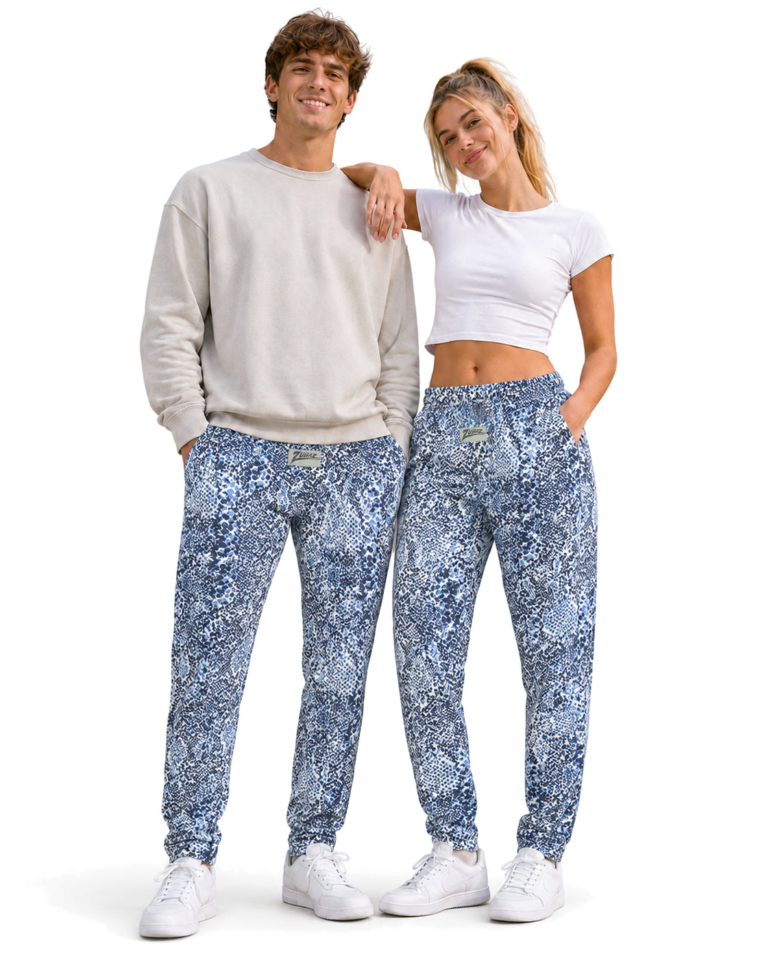 Zubaz Adult Unisex Z88 Snake Pant, NAVY/LIGHT BLUE