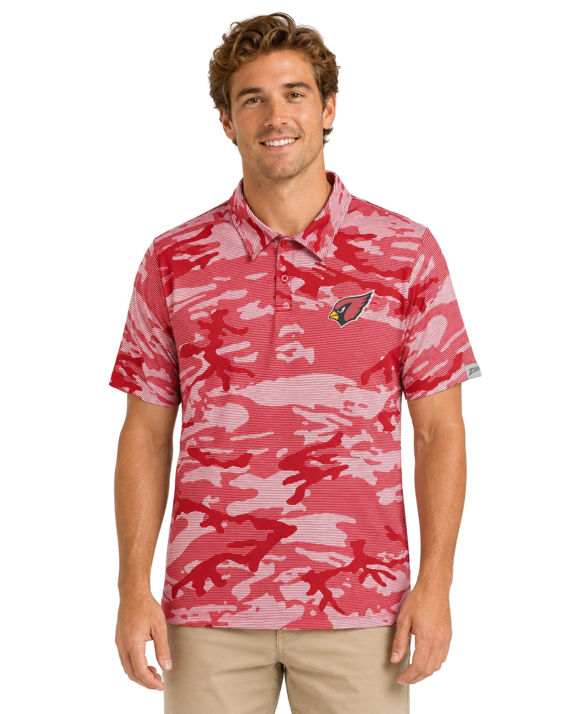 Zubaz NFL Arizona Cardinals Men's Team Color Camo Lines Polo