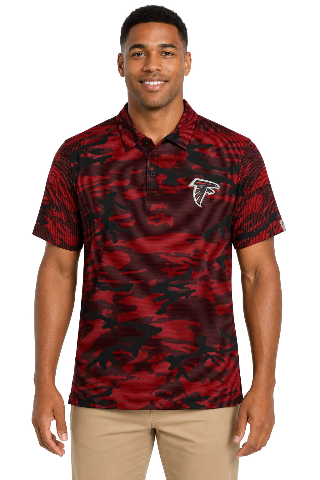Zubaz NFL Atlanta Falcons Men's Team Color Camo Lines Polo