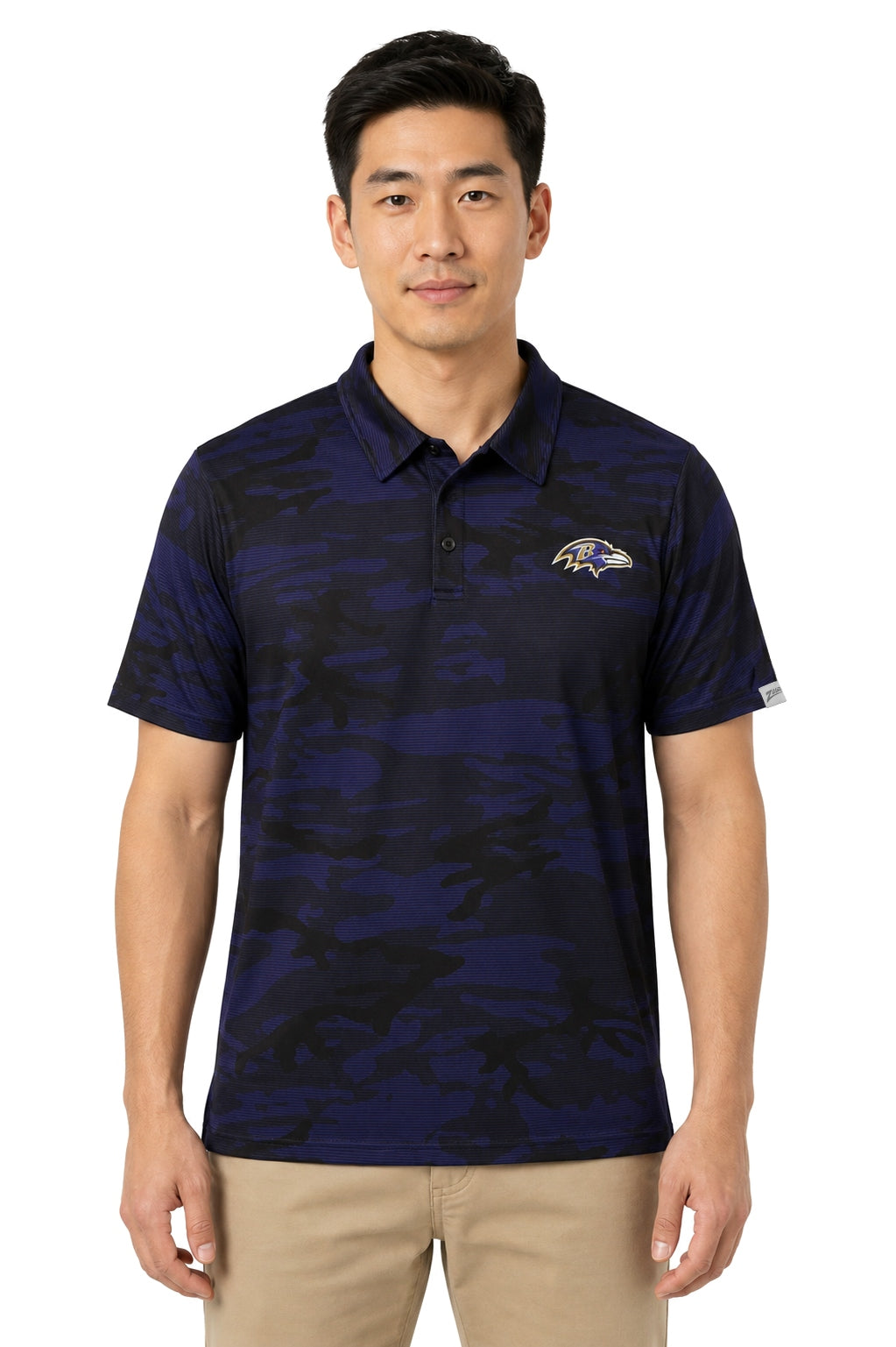 Zubaz NFL Baltimore Ravens Men's Team Color Camo Lines Polo