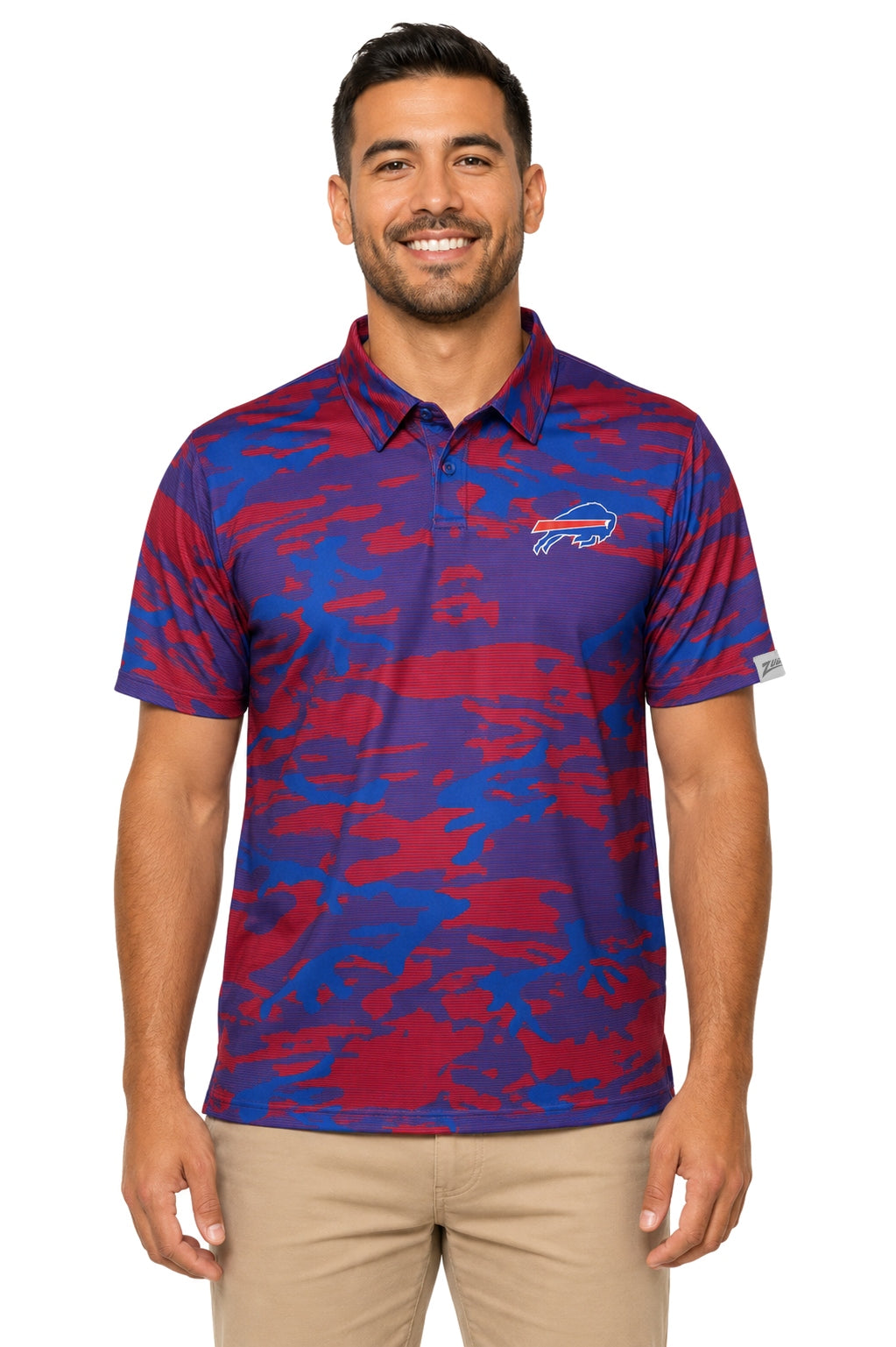 Zubaz NFL Buffalo Bills Men's Team Color Camo Lines Polo