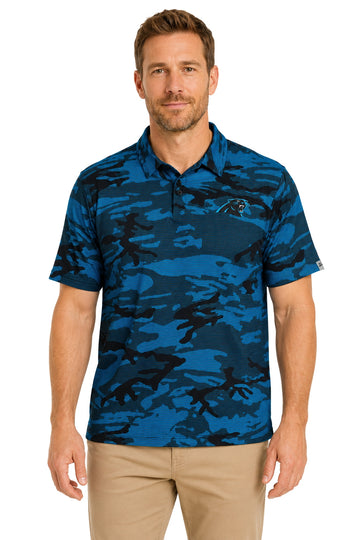 Zubaz NFL Carolina Panthers Men's Team Color Camo Lines Polo