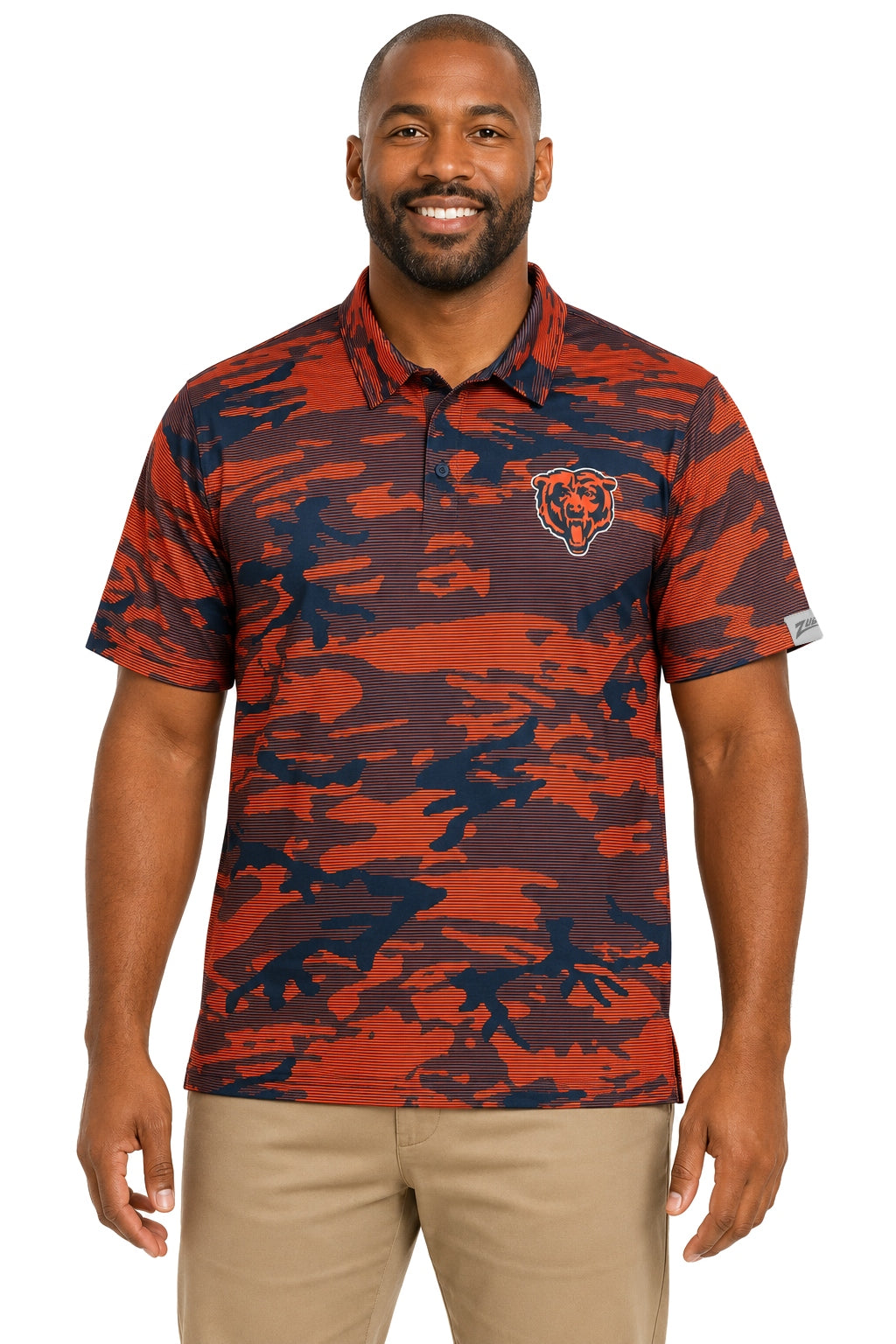 Zubaz NFL Chicago Bears Men's Team Color Camo Lines Polo