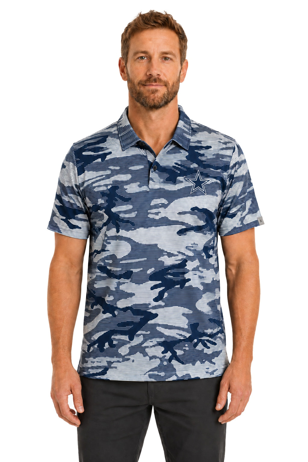 Zubaz NFL Dallas Cowboys Men's Team Color Camo Lines Polo