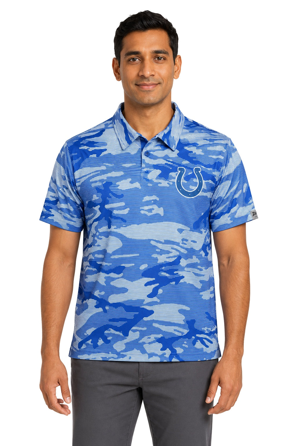 Zubaz NFL Indianapolis Colts Men's Team Color Camo Lines Polo
