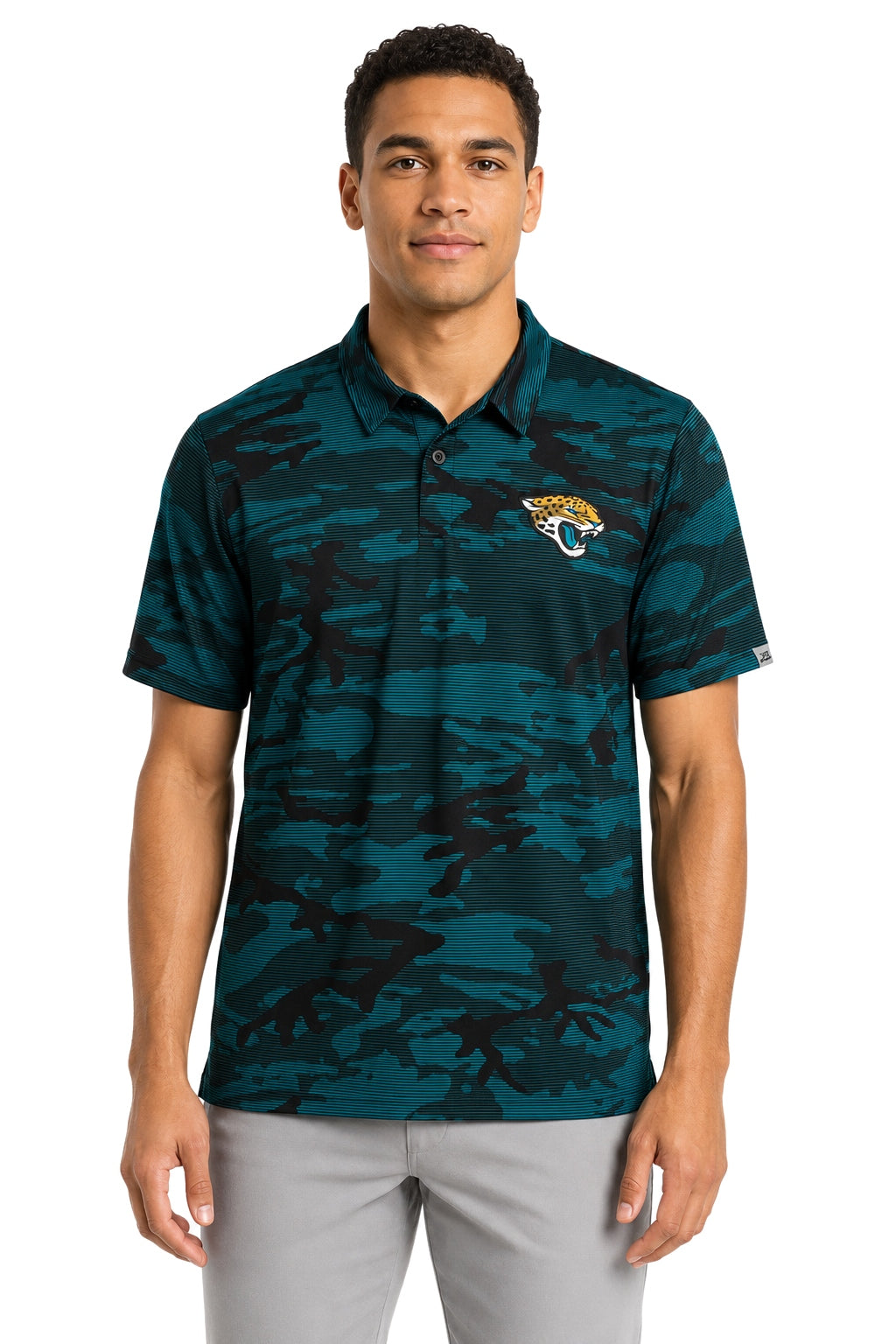 Zubaz NFL Jacksonville Jaguars Men's Team Color Camo Lines Polo