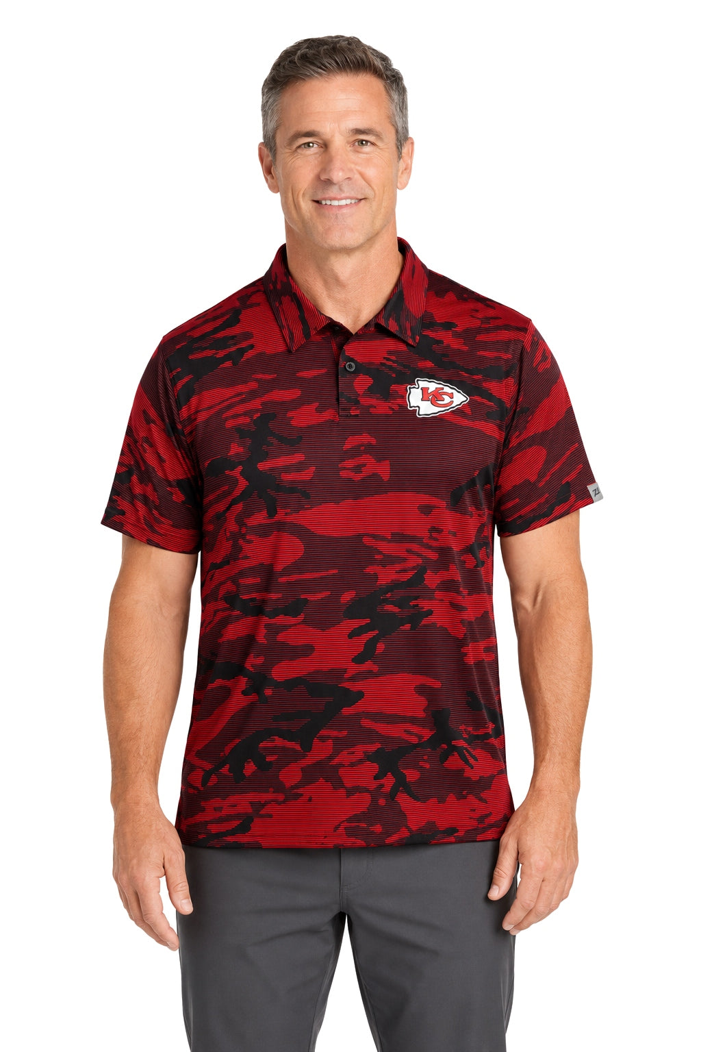 Zubaz NFL Kansas City Chiefs Men's Team Color Camo Lines Polo