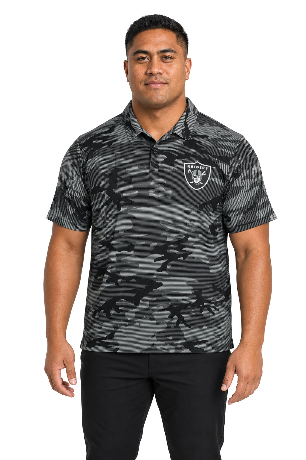Zubaz NFL Las Vegas Raiders Men's Team Color Camo Lines Polo