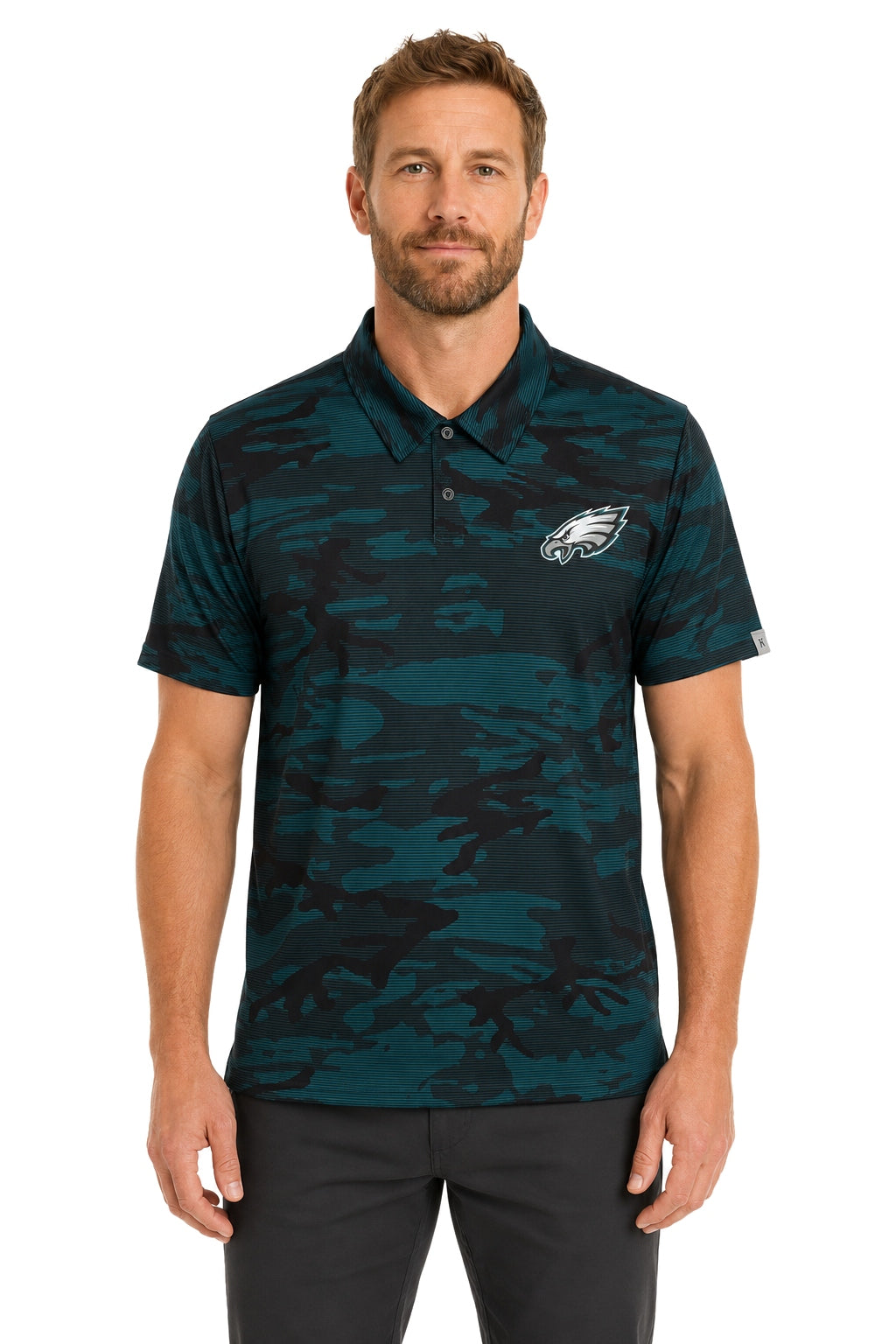 Zubaz NFL Philadelphia Eagles Men's Team Color Camo Lines Polo