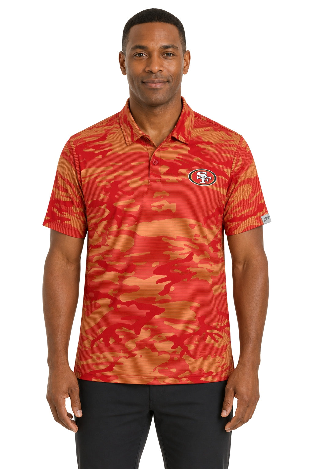 Zubaz NFL San Francisco 49ers Men's Team Color Camo Lines Polo