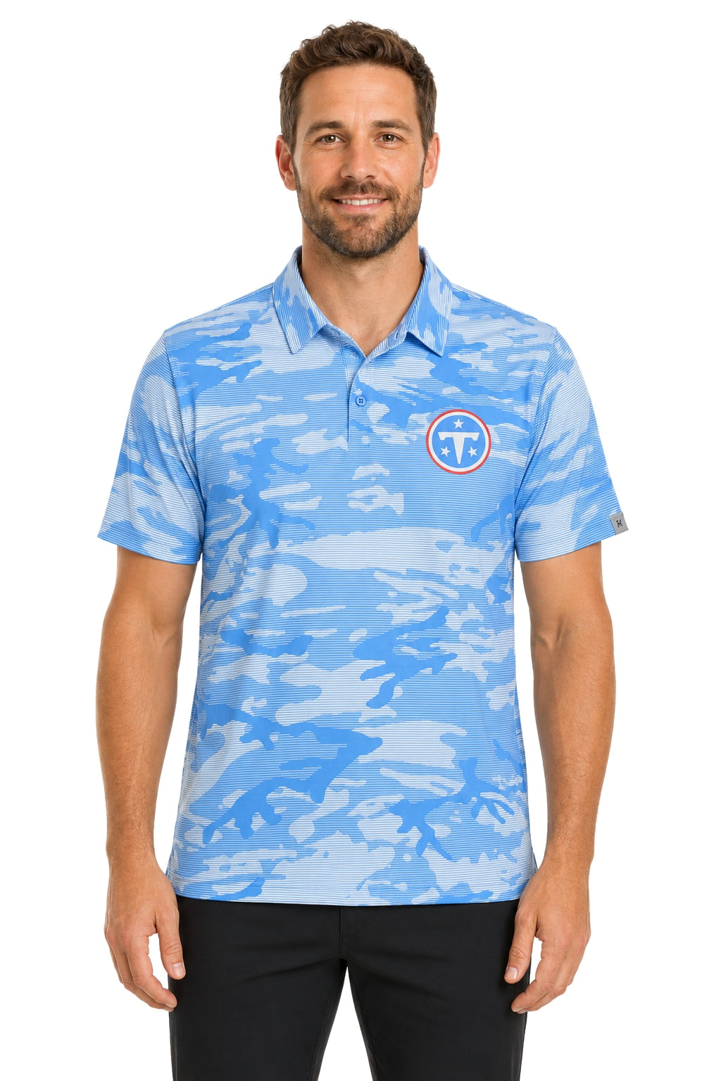 Zubaz NFL Tennessee Titans Men's Team Color Camo Lines Polo
