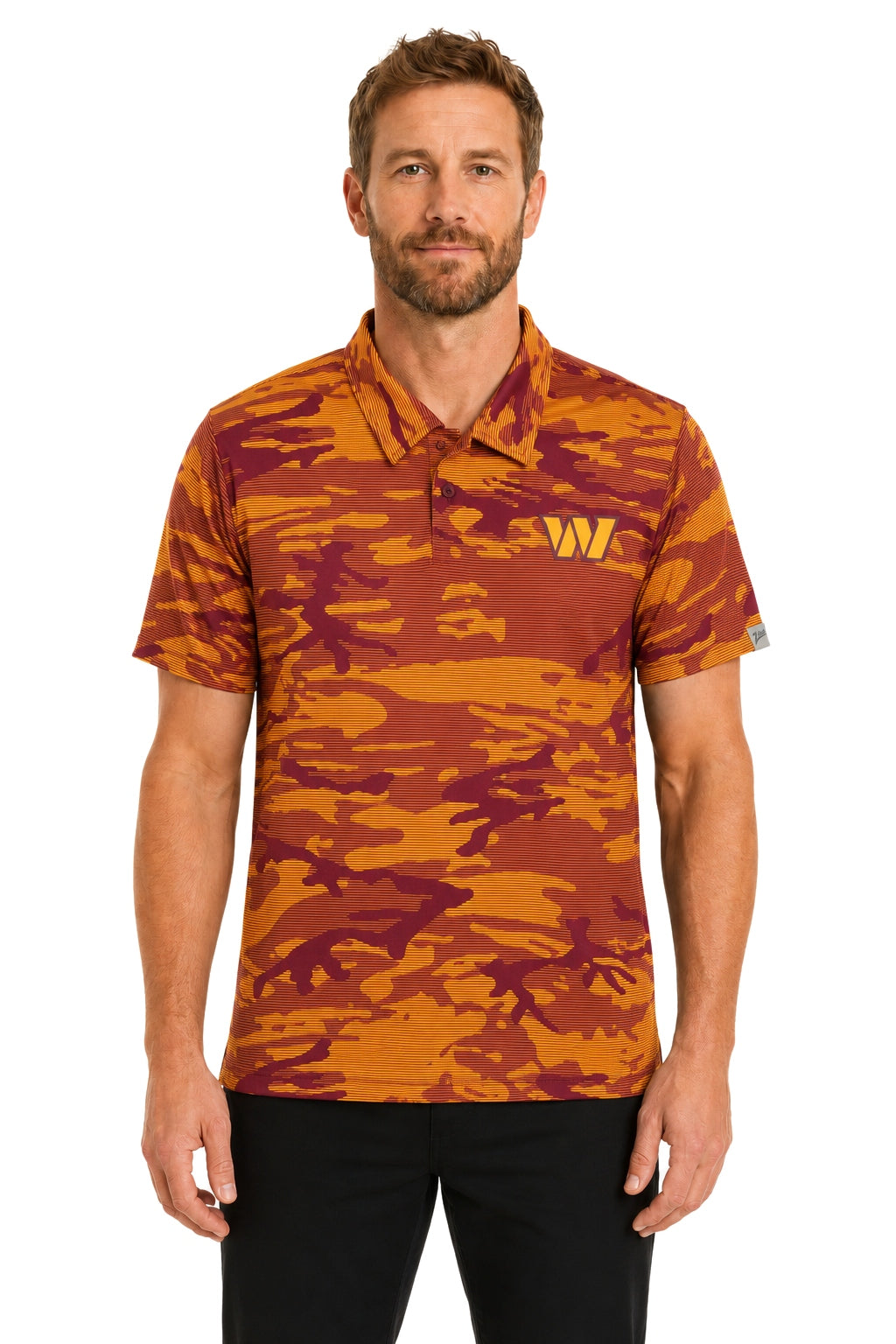 Zubaz NFL Washington Commanders Men's Team Color Camo Lines Polo