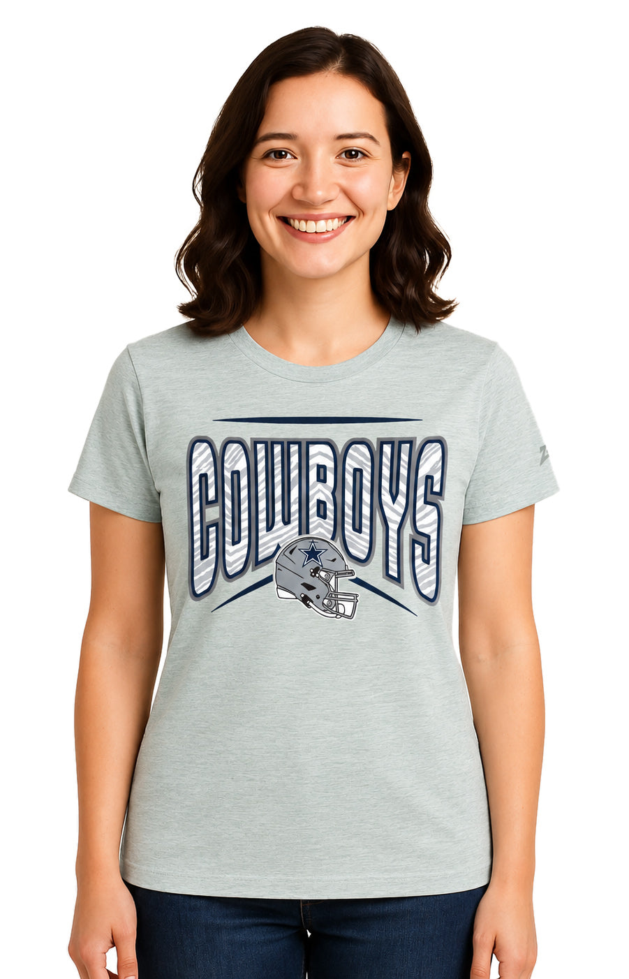 Zubaz NFL Dallas Cowboys Women's Heather Gray Quarterback Short-Sleeve T-Shirt