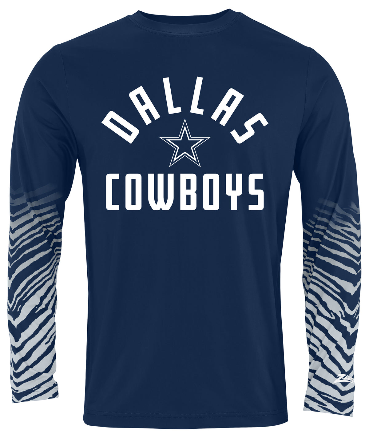Zubaz NFL Men's Team Color Zebra Fade Sleeves Long Sleeve T-Shirt, Dallas Cowboys