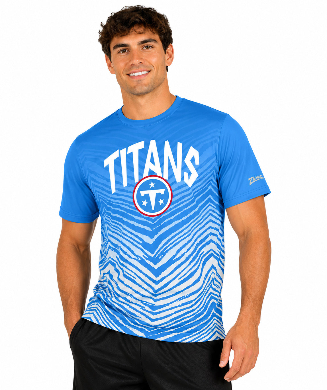 Zubaz NFL Tennessee Titans Men's Team Color Zebra Fade Short-Sleeve T-Shirt