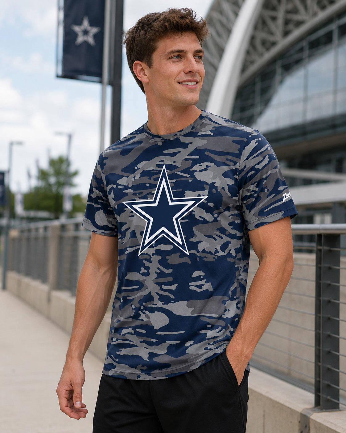 Zubaz NFL Dallas Cowboys Men's Alternate Color Camo Short-Sleeve T-Shi