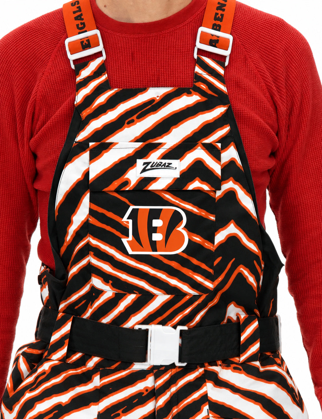 Zubaz NFL Cincinnati Bengals Adult Unisex Team Color Zebra Blizzard Snow Bib