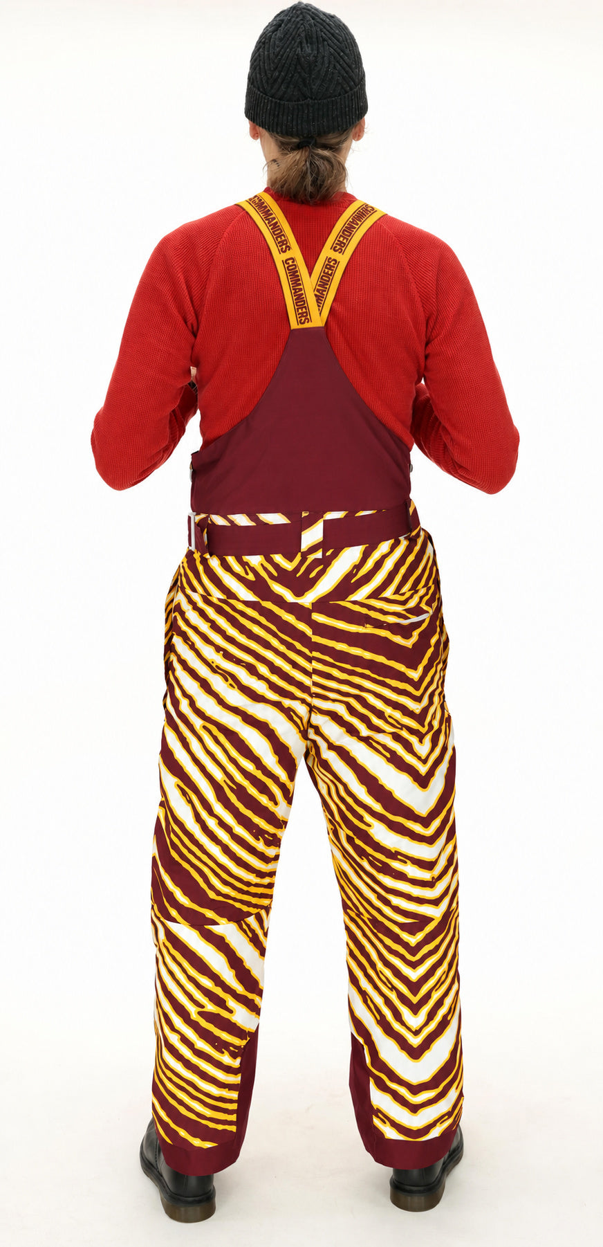 Zubaz NFL Adult Unisex Zebra Team Color Blizzard Snow Bib, Washington Commanders