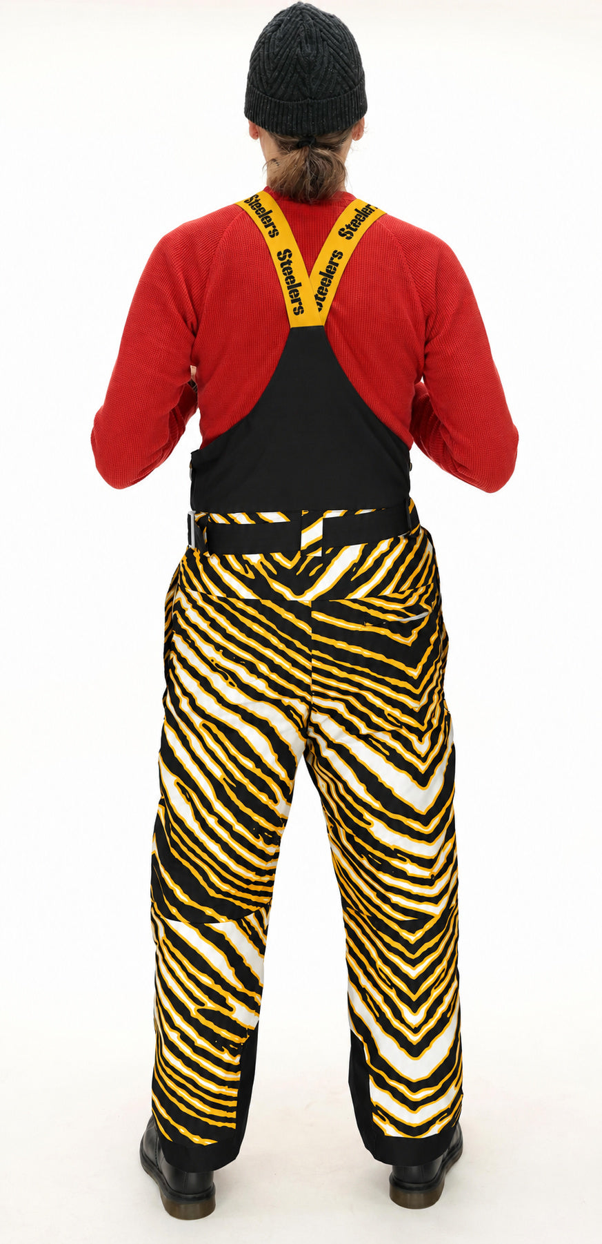 Zubaz NFL Adult Unisex Zebra Team Color Blizzard Snow Bib, Pittsburgh Steelers