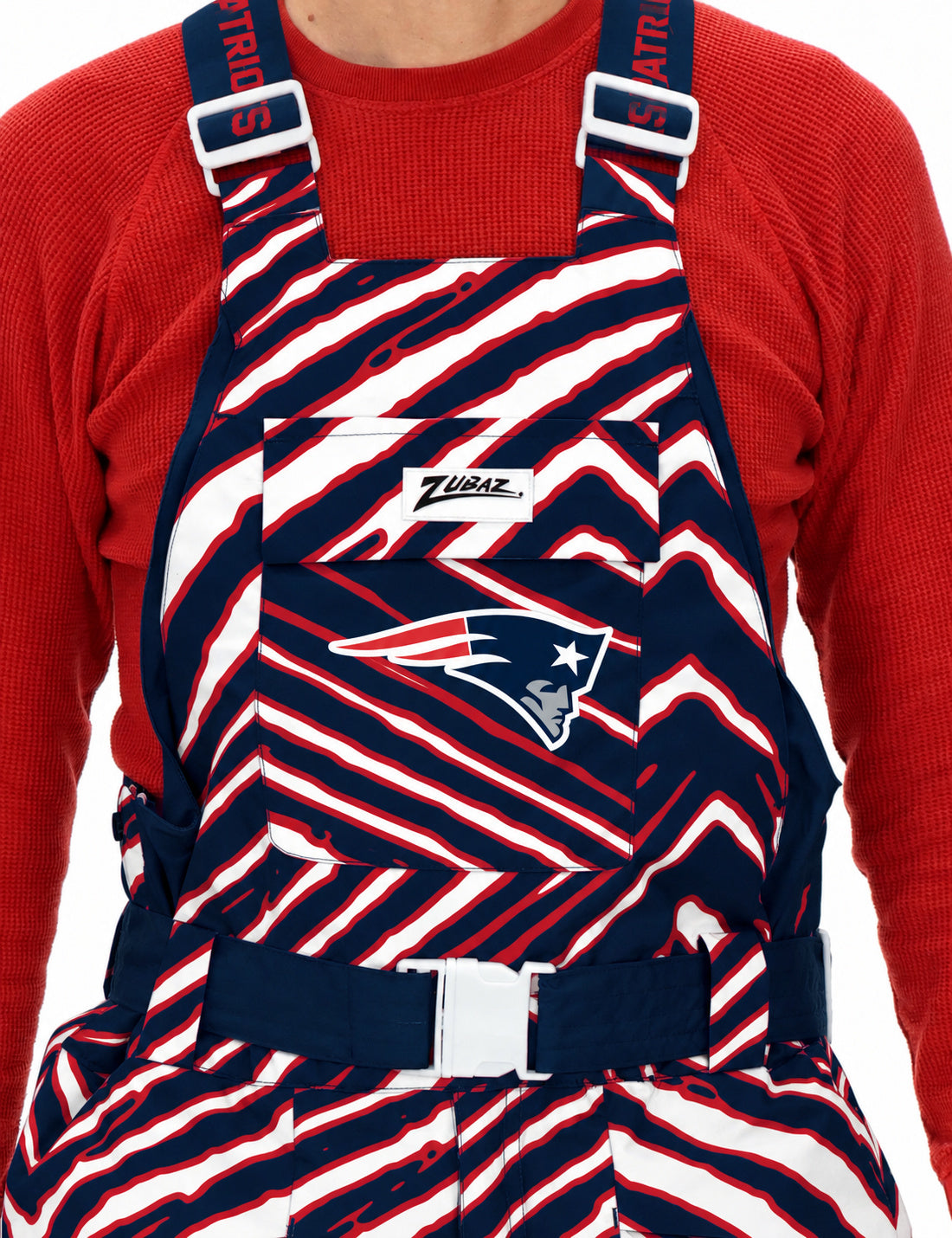 Zubaz NFL New England Patriots Adult Unisex Team Color Zebra Blizzard Snow Bib