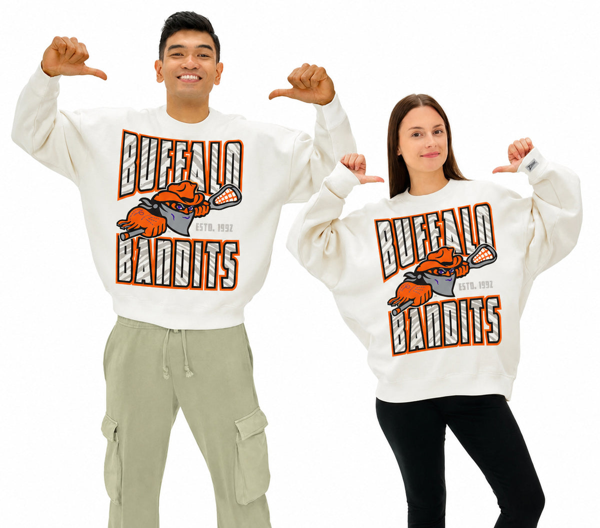 Zubaz NLL Buffalo Bandits Unisex 2 Color Zebra 90s Vintage Helmet Crewneck Sweatshirt