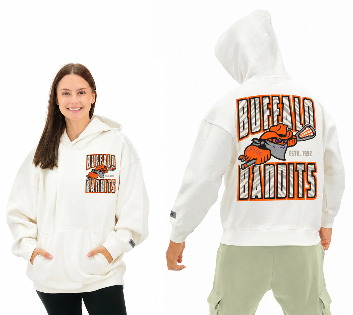 Zubaz NLL Buffalo Bandits Adult Unisex 2 Color Zebra 90s Vintage Helmet Hoodie