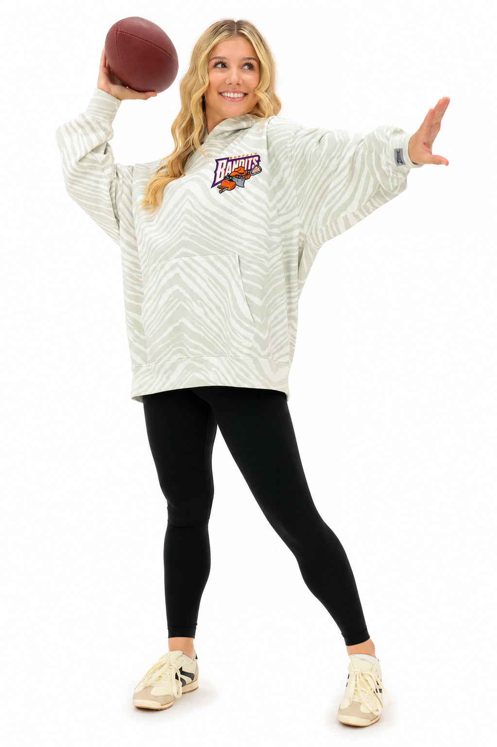 Zubaz NLL Buffalo Bandits Adult Unisex 2 Color Zebra 90s Vintage Full-Back Hoodie