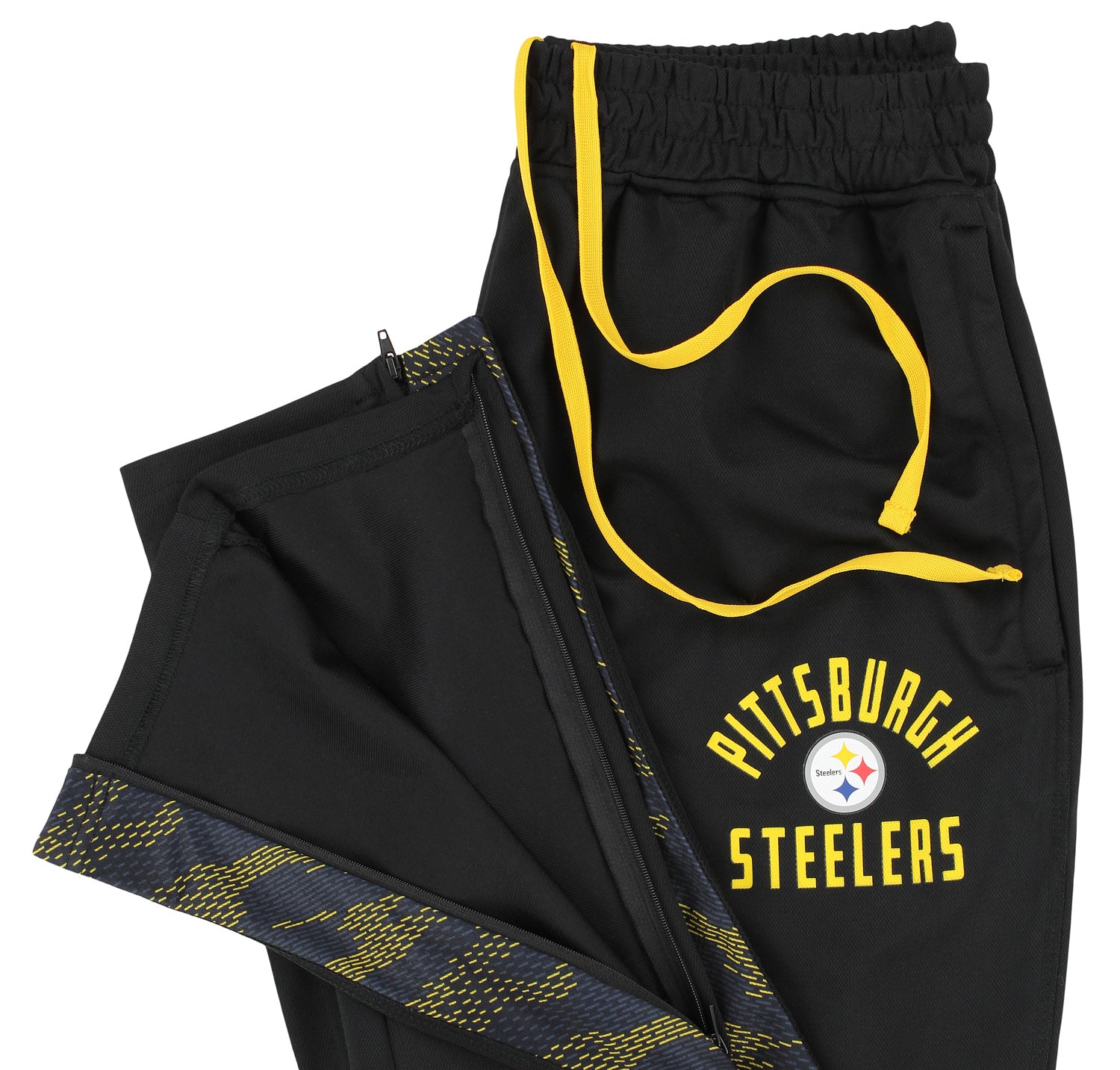 Zubaz  NFL  MEN Formation Viper Accent Elevated Jacquard Track Pant, PITTSBURGH STEELERS