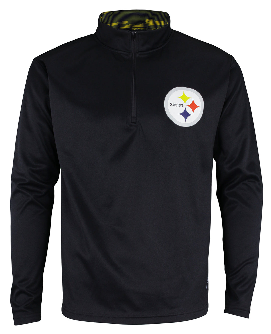 Zubaz NFL Men's Pittsburgh Steelers Camo Lines Collar 1/4 Zip Fleece Top, Black