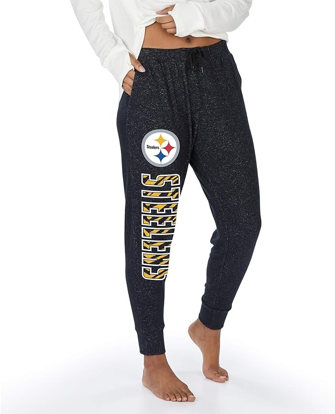 Zubaz NFL Pittsburgh Steelers Women's Team Color Upright Marled Soft Joggers