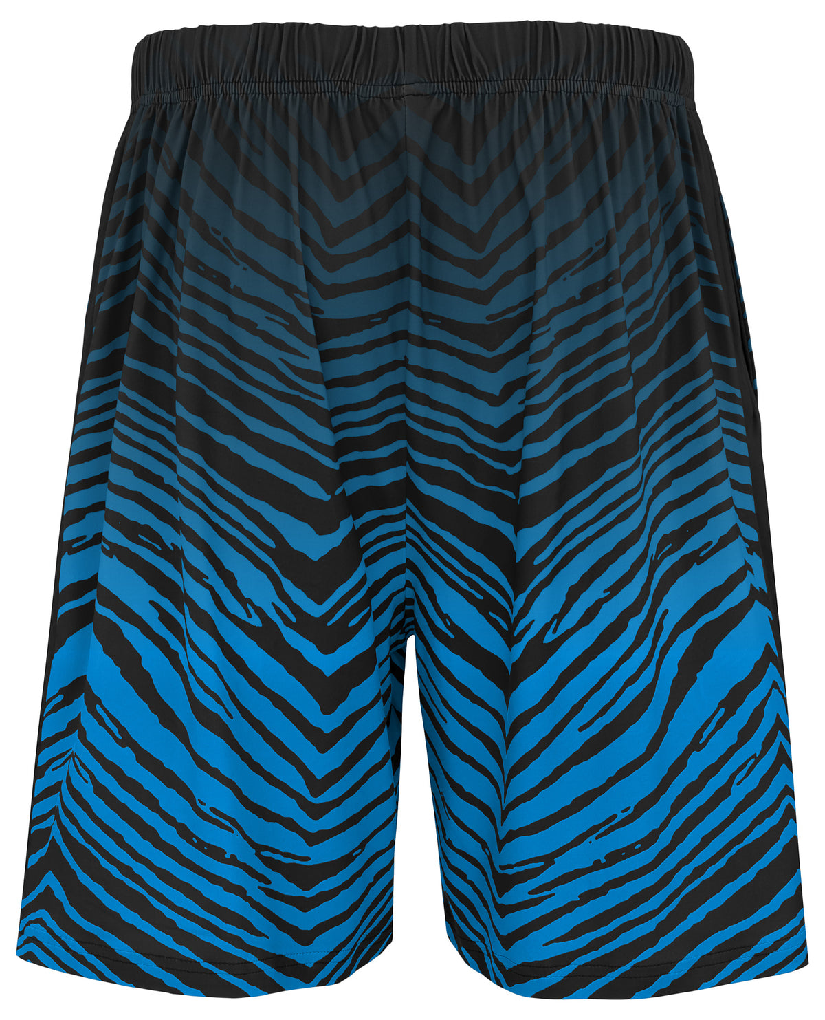 Zubaz NFL Men's 7in Fade Primary Stacked Text Shorts, Carolina Panthers