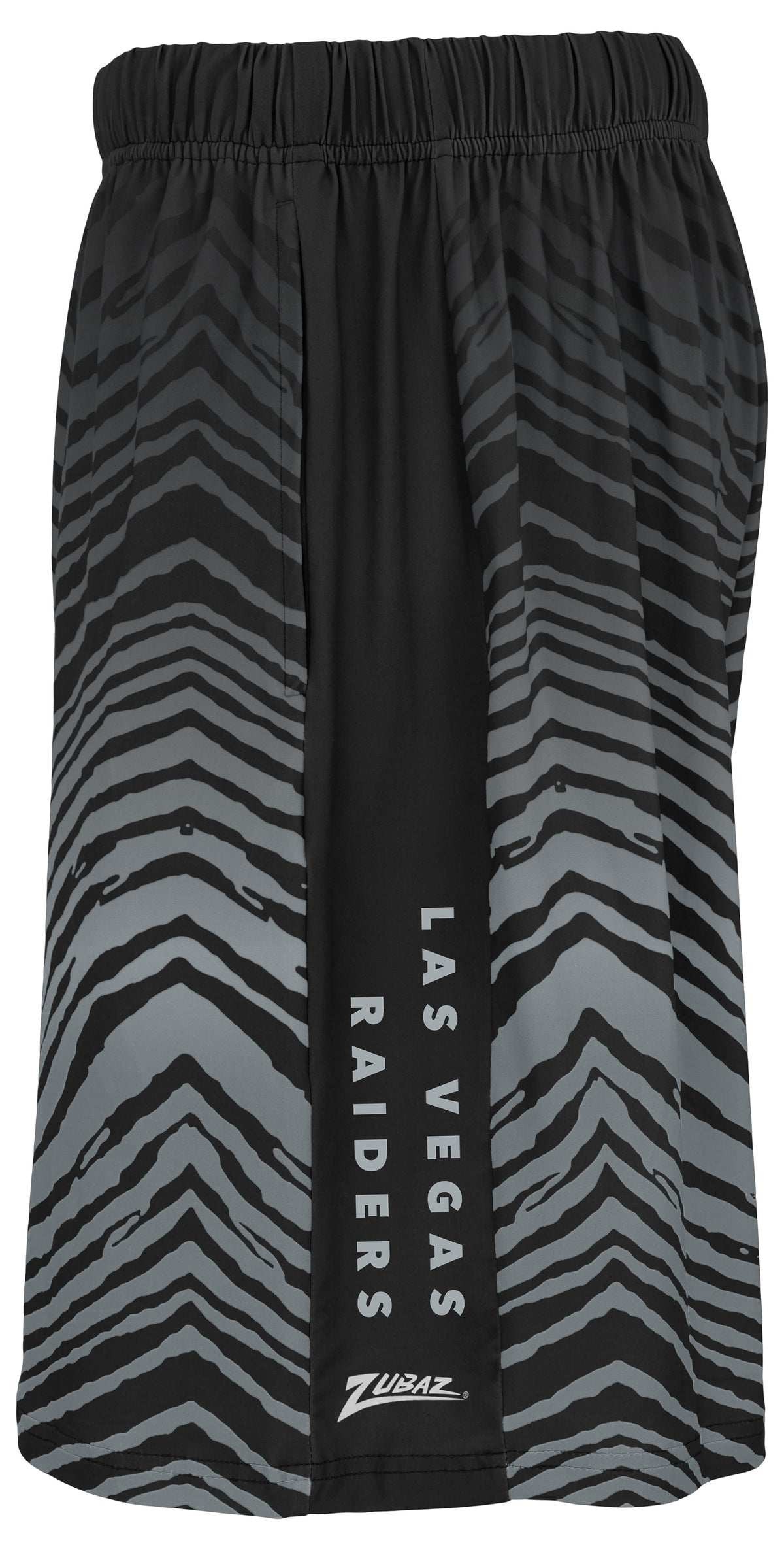 Zubaz NFL Men's 7in Fade Primary Stacked Text Shorts, Las Vegas Raiders