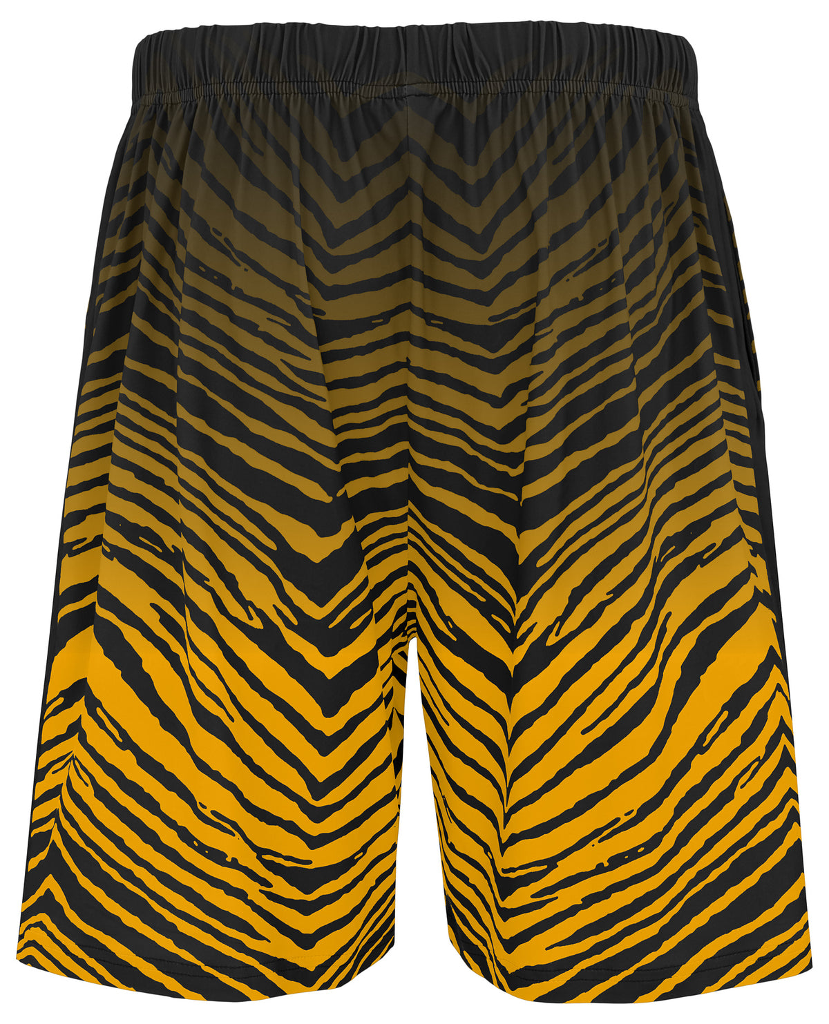 Zubaz NFL Men's 7in Fade Primary Stacked Text Shorts, Pittsburgh Steelers