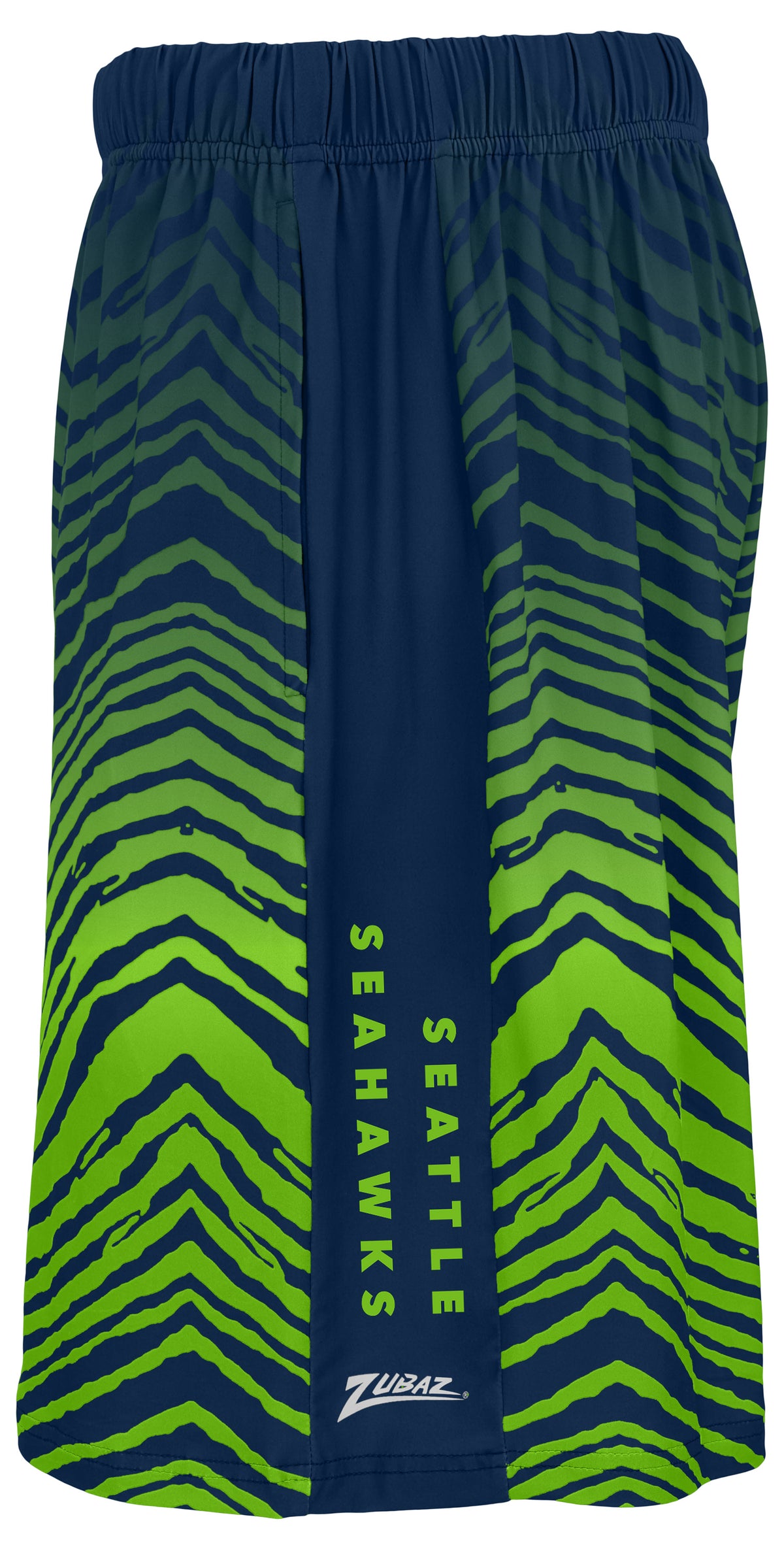 Zubaz NFL Men's 7in Fade Primary Stacked Text Shorts, Seattle Seahawks