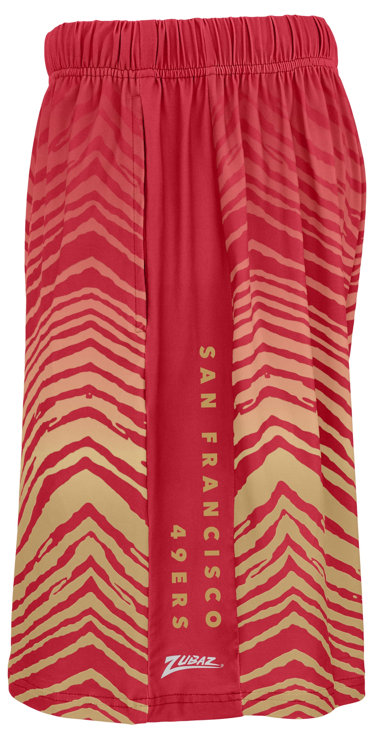 Zubaz NFL Men's 7in Fade Primary Stacked Text Shorts, San Francisco 49ers