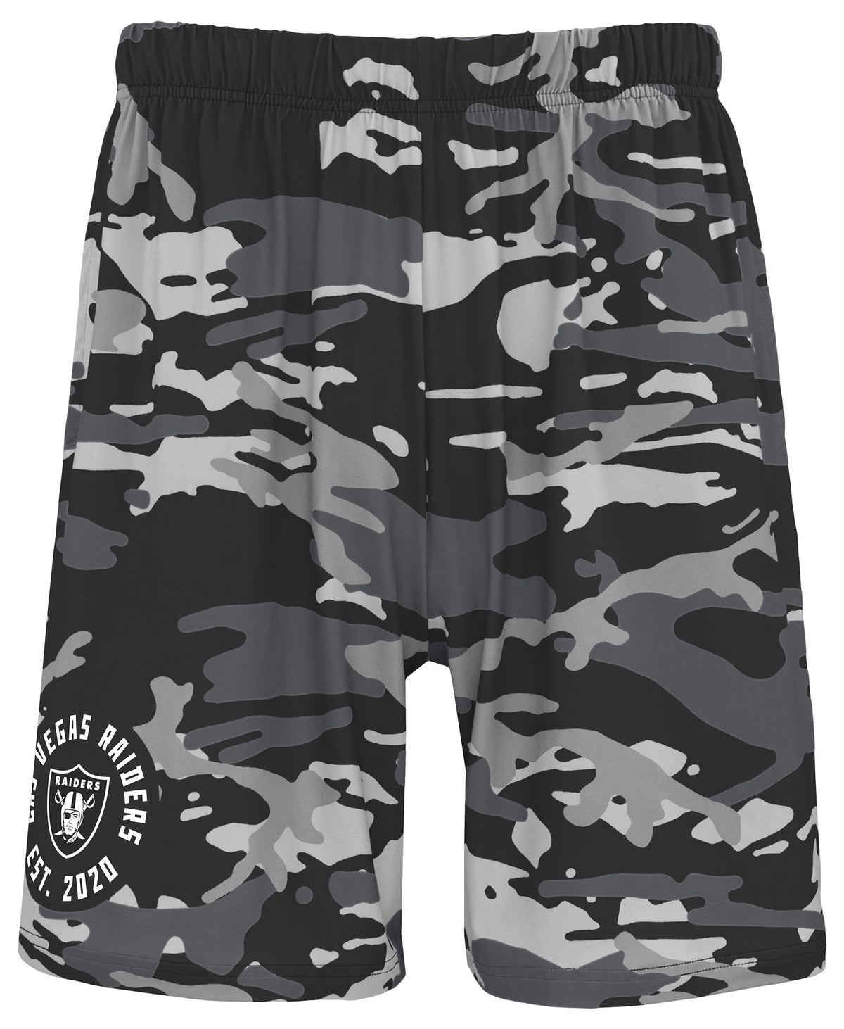 Zubaz NFL Men's 7in Alternate Camo Established Block Text Shorts, Las Vegas Raiders