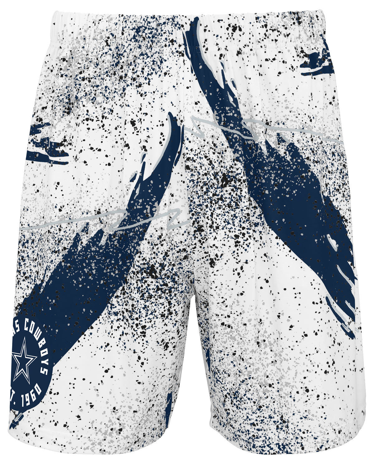 Zubaz NFL Men's 7in Confetti Overtime Block Text Shorts, Dallas Cowboys