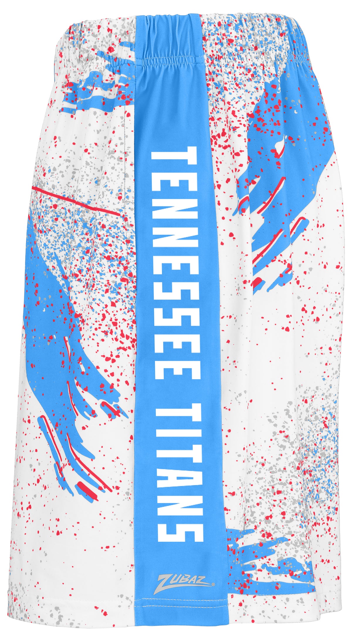 Zubaz NFL Men's 7in Confetti Overtime Block Text Shorts, Tennessee Titans