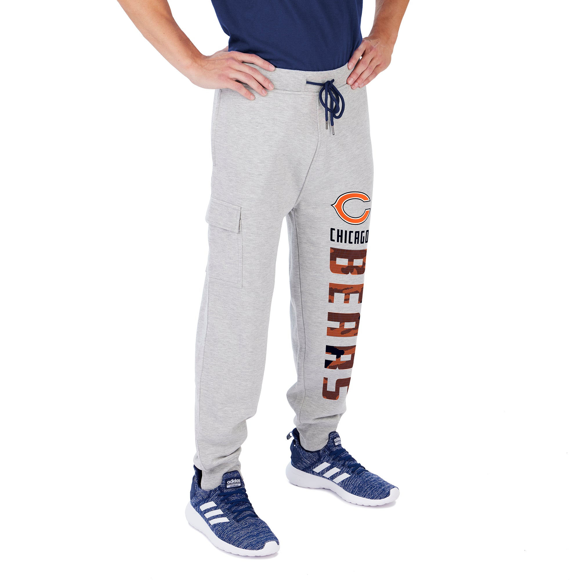 Zubaz Men's NFL Chicago Bears Heather Gray Cargo Sweatpants