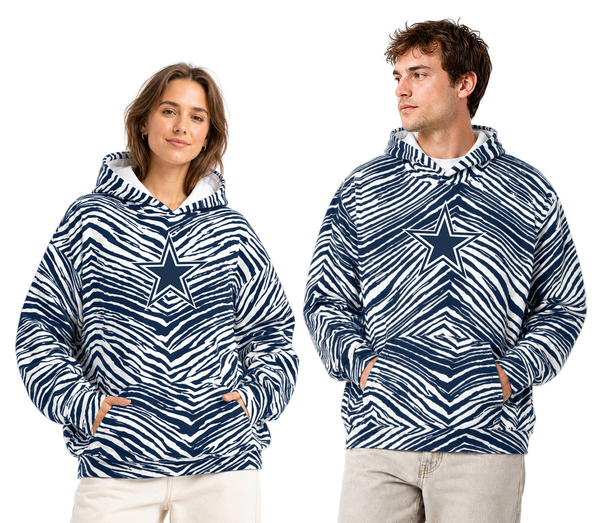 Zubaz NFL Men's & Women's 90s Zebra Mono Hoodie, Dallas Cowboys