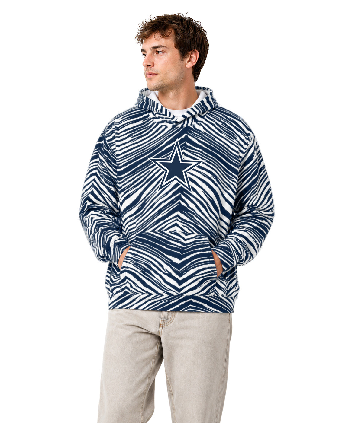 Zubaz NFL Men's & Women's 90s Zebra Mono Hoodie, Dallas Cowboys