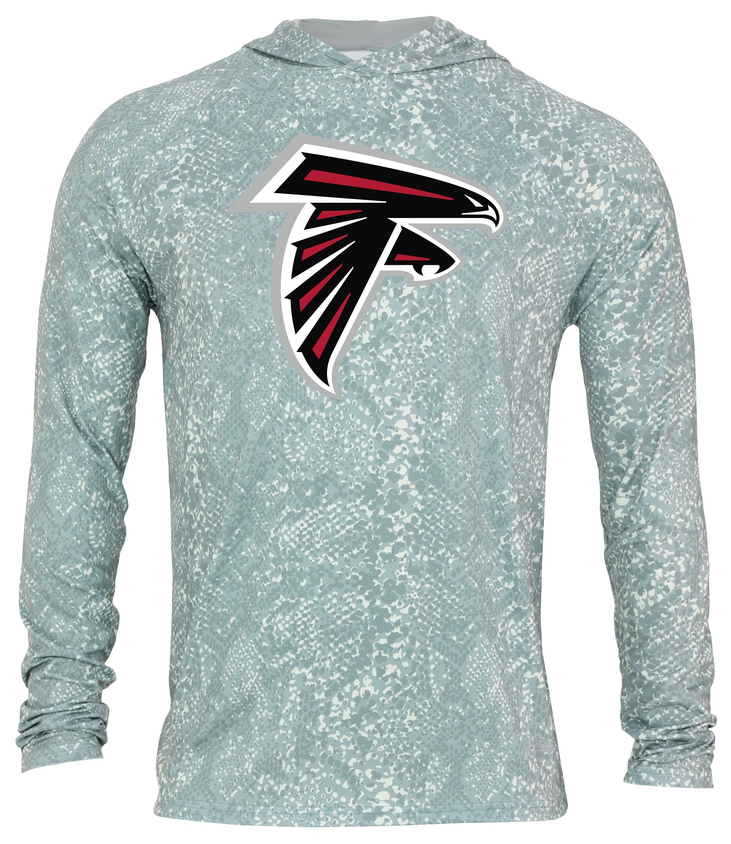 Zubaz NFL Men's Light Weight All Over Post Gray Tonal Hoodie, With Primary Logo, Atlanta Falcons