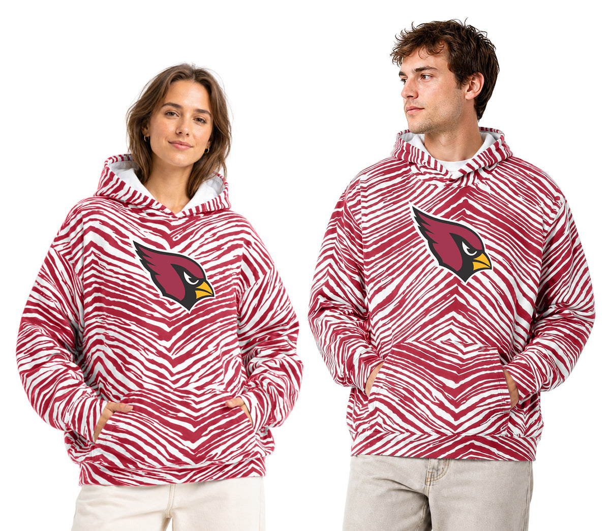 Zubaz NFL Arizona Cardinals Unisex 1 Color Zebra 90s Vintage Hoodie