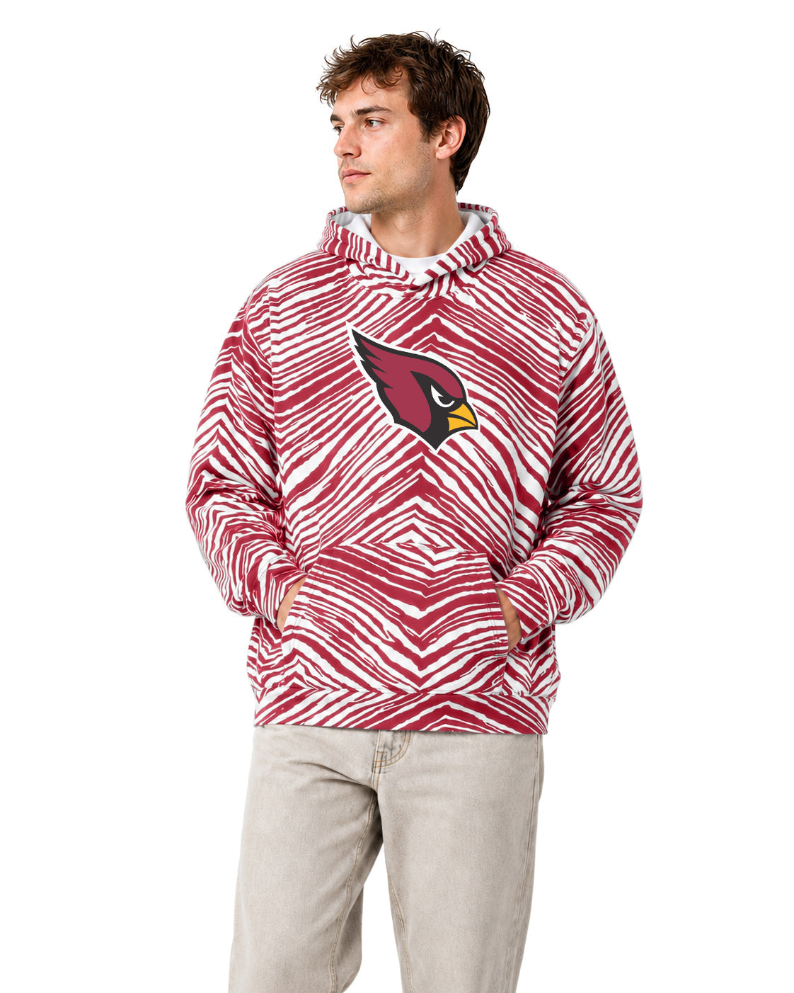 Zubaz NFL Arizona Cardinals Unisex 1 Color Zebra 90s Vintage Hoodie