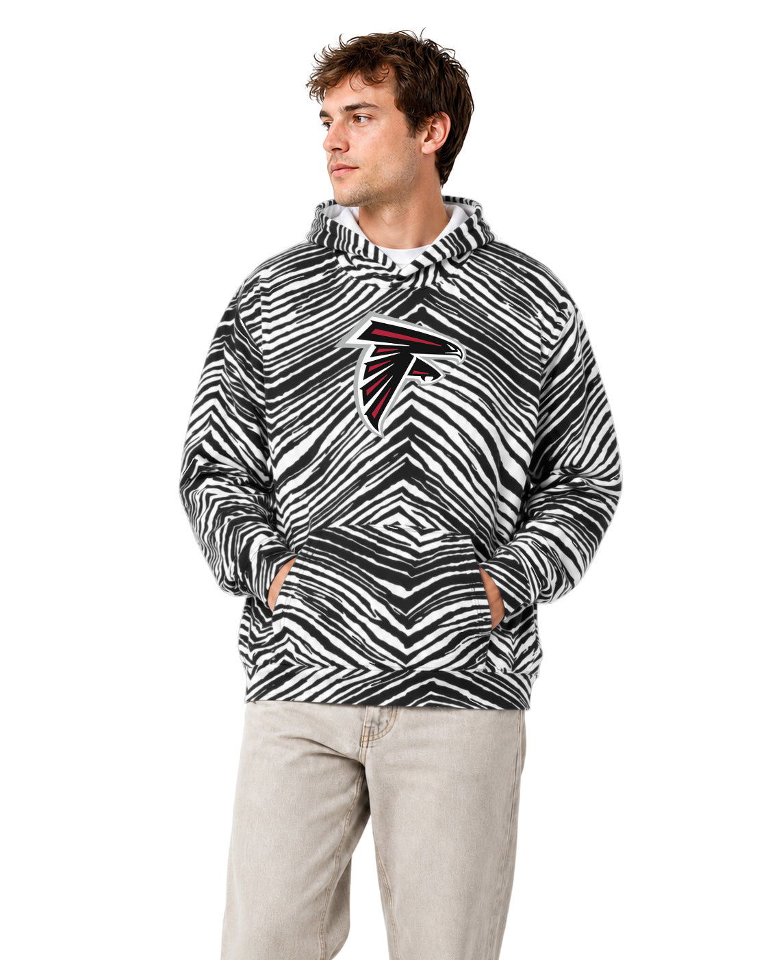 Zubaz NFL Men's & Women's 90s Zebra Mono Hoodie, Atlanta Falcons